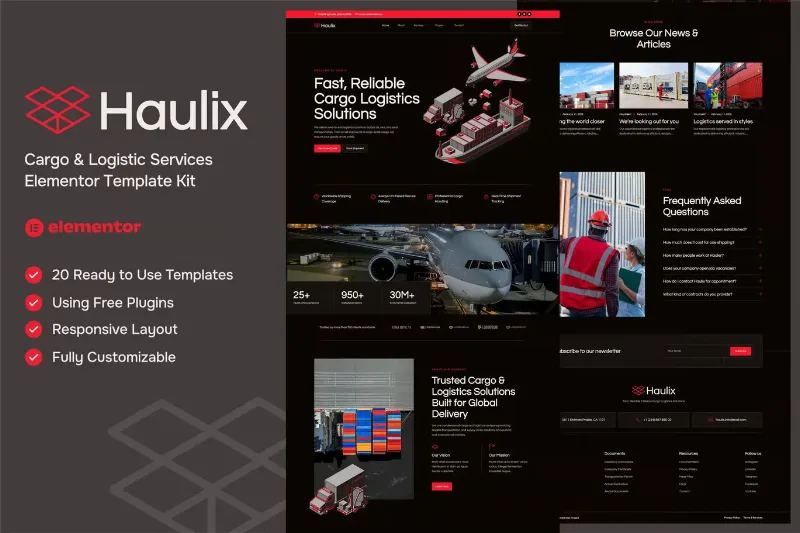 Haulix - Cargo & Logistic Services Elementor Template kit
