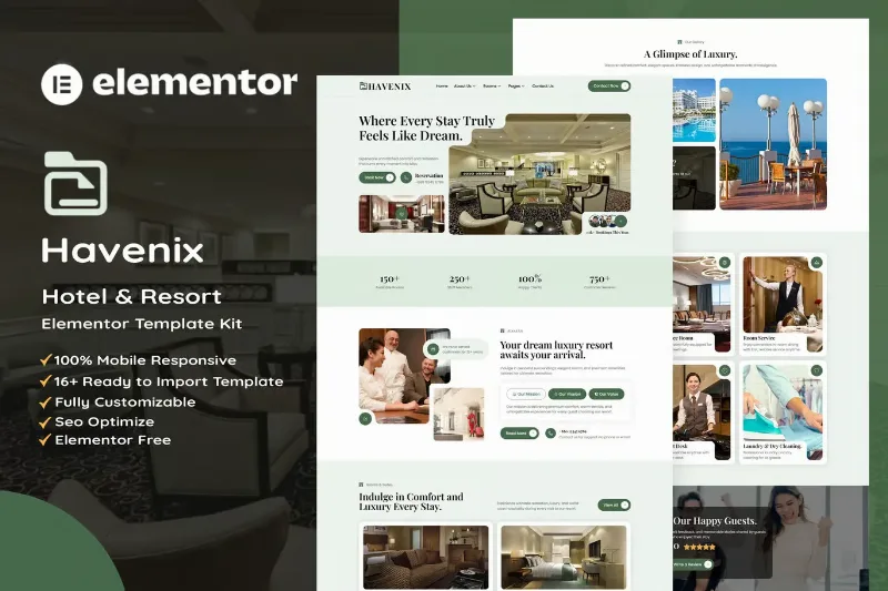 Havenix - Hotel & Resort Elementor Template Kit