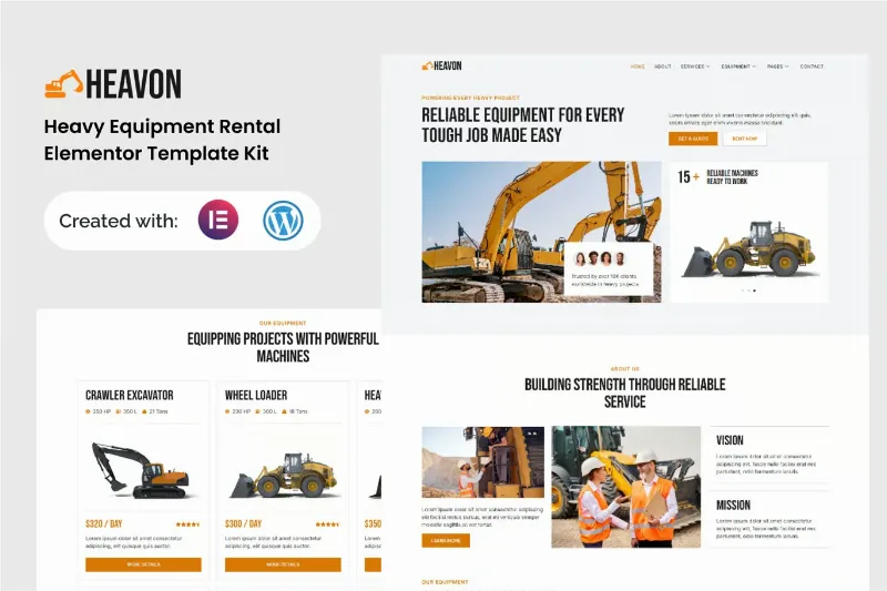 Heavon - Heavy Equipment Rental Elementor Template Kit