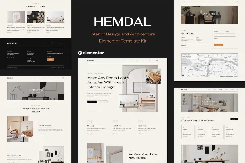 Hemdal – Interior Design & Architecture Elementor Template Kit