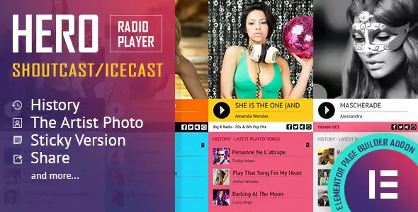 Hero Radio Player Elementor
