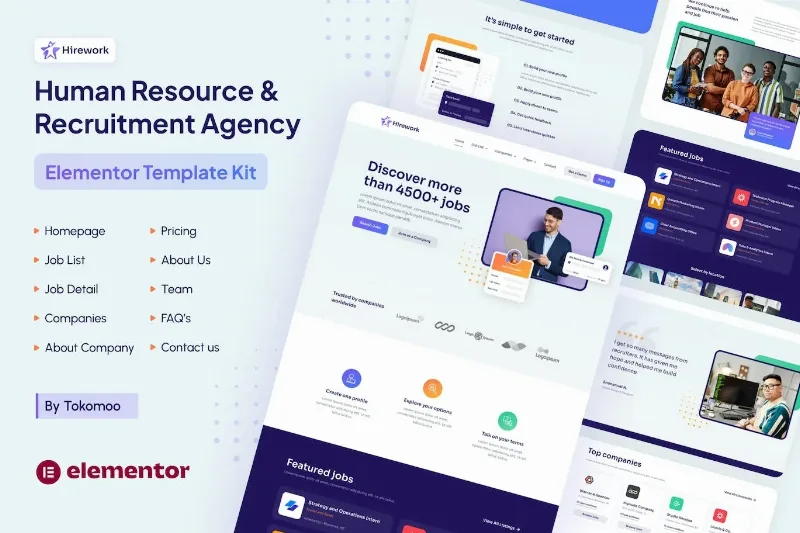 Hirework – Human Resource & Recruitment Agency Elementor Pro Template