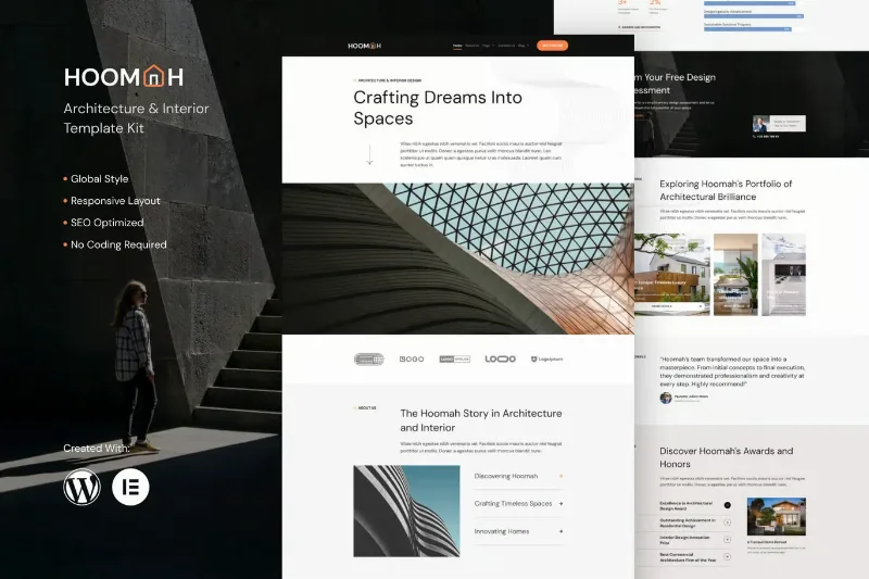 Hoomah - Architecture & Design Interior Elementor Pro Template Kit