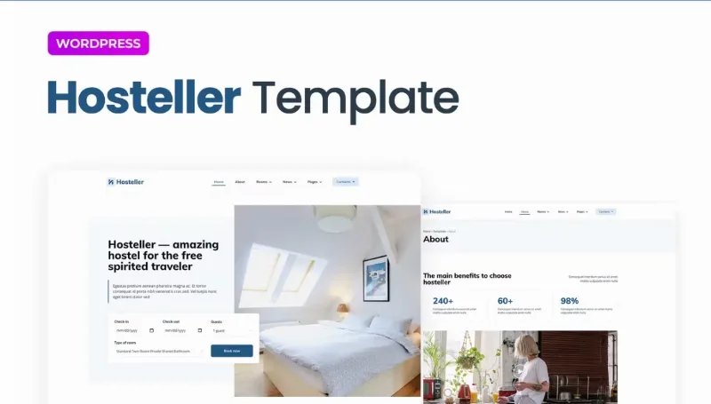 Hosteller – Hostel Booking Elementor Template
