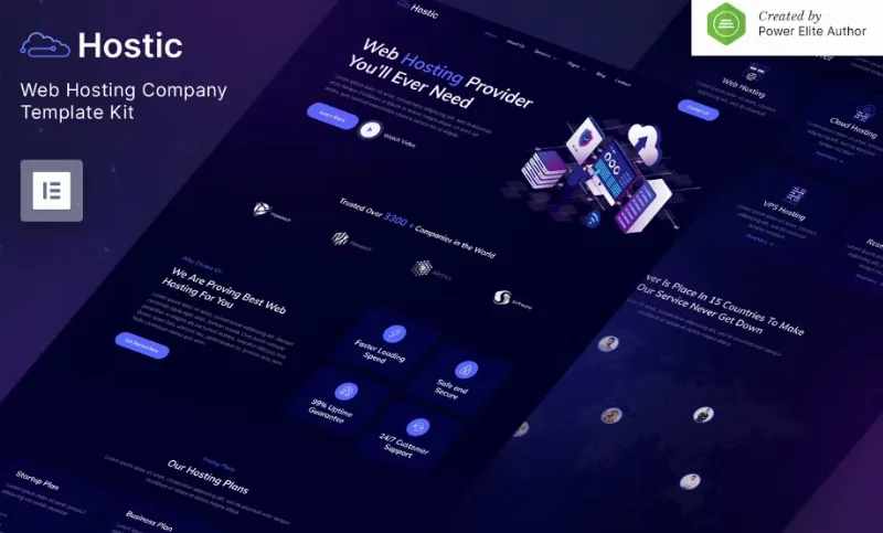 Hostic – Web Hosting Company Elementor Template