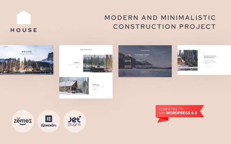 House – Modern And Minimalistic Construction Project Website WordPress Theme