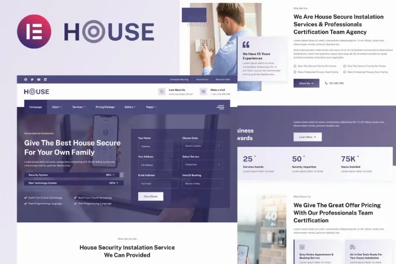 Housec – Smart Home Security Service Elementor Template
