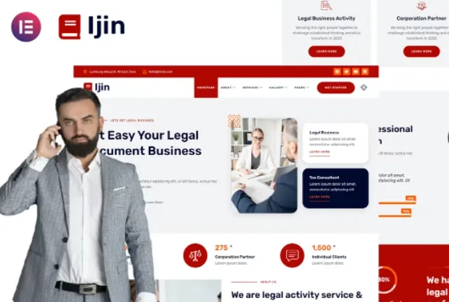 Ijin – Legal Business & Tax Consultant Services Elementor Template