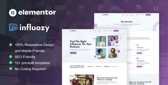 Influozy Influencer Marketing Elementor Template Kit