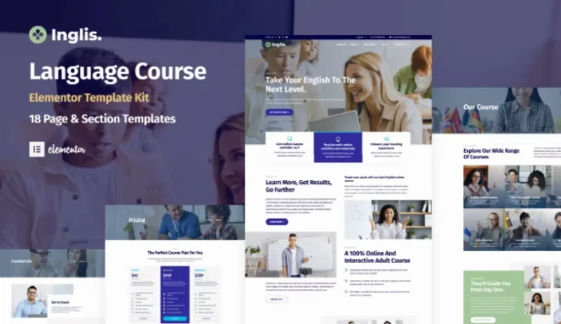 Inglis – Language Course WordPress Elementor Template