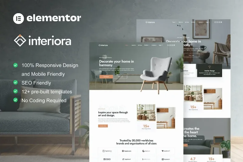 Interiora – Architecture & Interior Design Service Elementor Pro Template