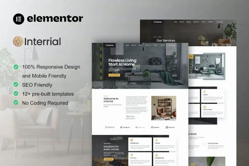 Interrial – Interior Design Service Elementor Template