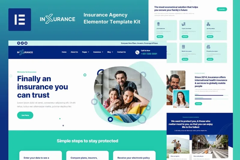 Inxurance – Insurance Agency Elementor Template