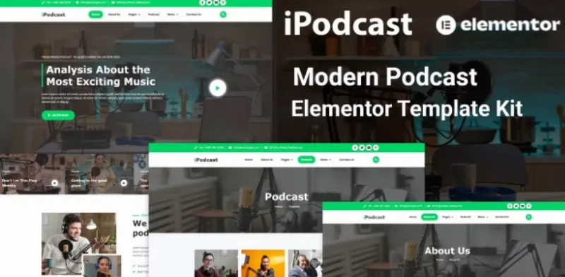 iPodcast – Modern Podcast Elementor Template