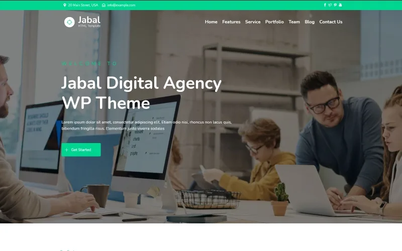 Jabal – Digital Agency One page WordPress Theme