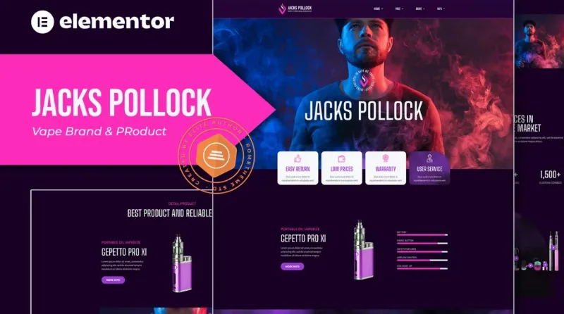 Jacks Pollock – Vape Elementor Template