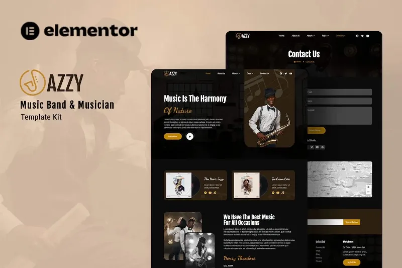 Jazzy – Music Band & Musician Elementor Template