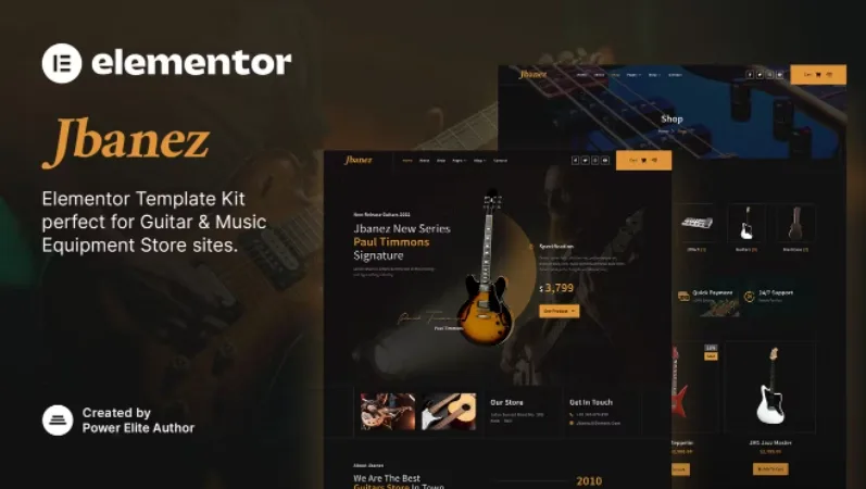 Jbanez – Guitar & Music Equipment Store Elementor Template