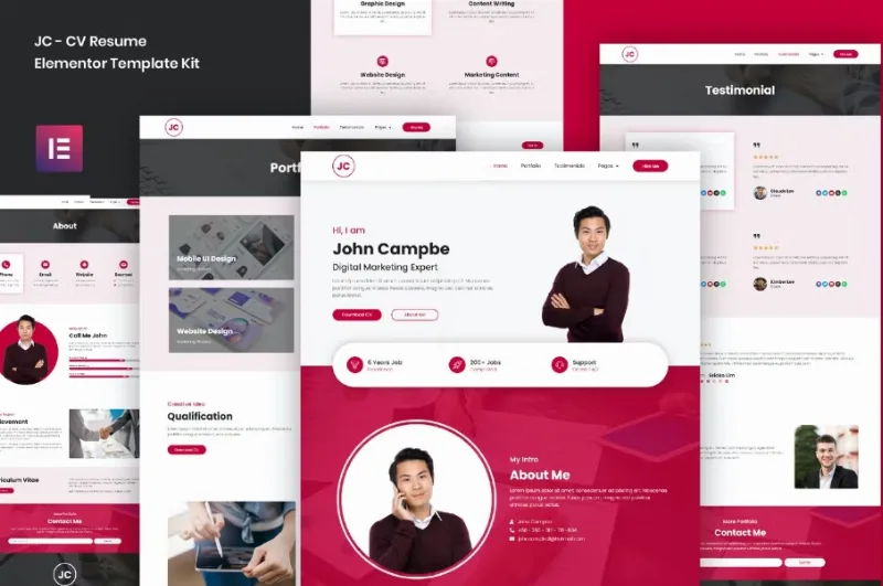 JC – CV Resume Elementor Template