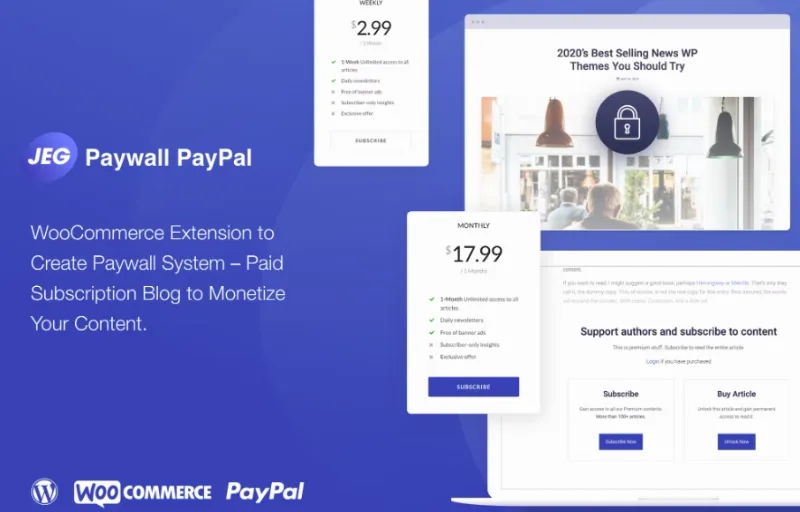 Jeg Paywall Paypal - WooCommerce Extension