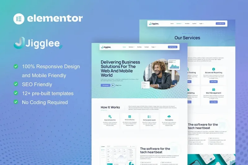 Jigglee – Tech Startup Business Elementor Template