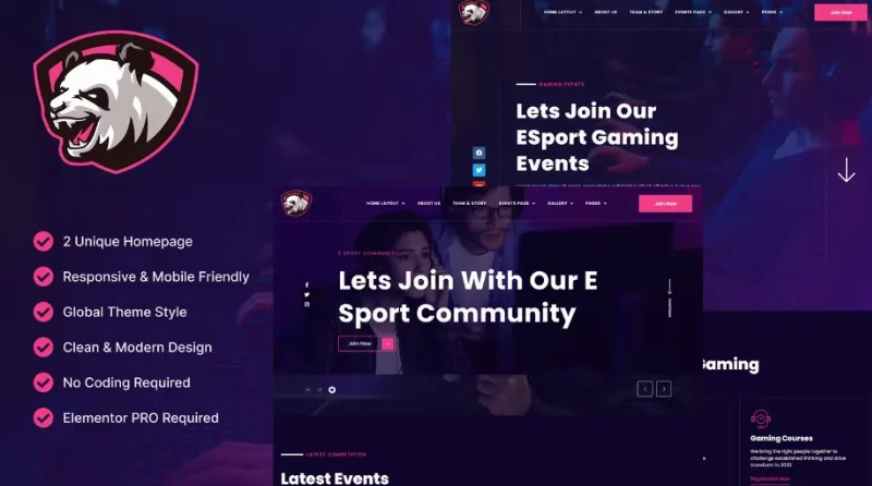 Junio – E-Sport Gaming Events & Streamer Elementor Template