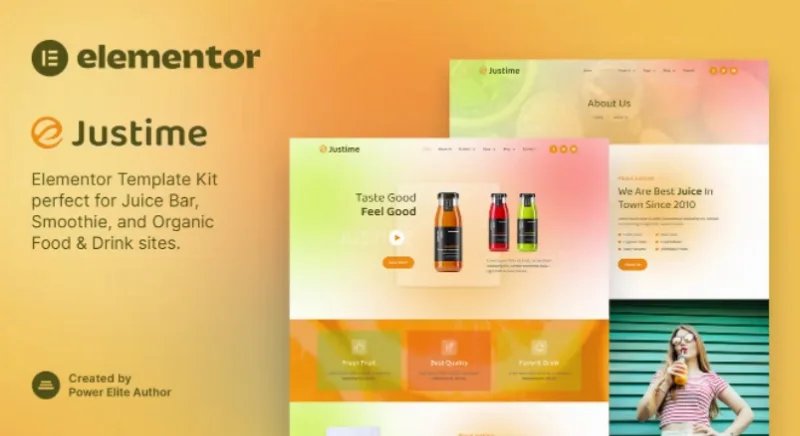Justime – Juice Bar, Smoothie & Organic Food Elementor Template
