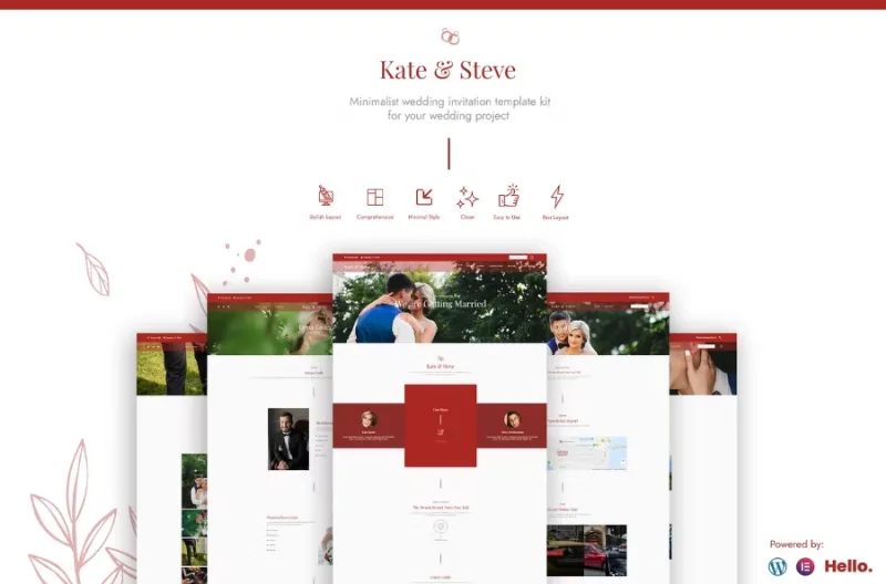 Kate & Steve – Wedding Invitation Elementor Template