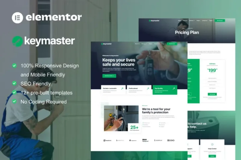 KeyMaster – Locksmith & Key Maker Service Elementor Template