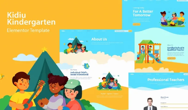 Kidiu Kindergarten – Child Care Elementor Template