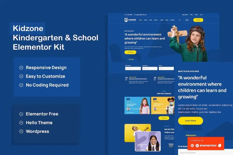Kidzone – Kindergarten & School Elementor Template Kit