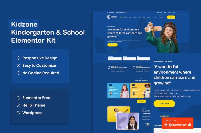 Kidzone – Kindergarten & School Elementor Template