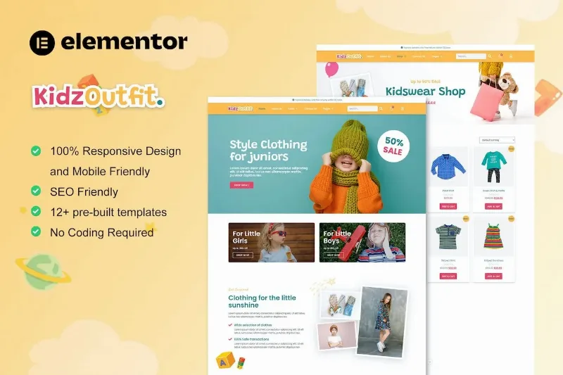 KidzOutfit – WooCommerce Kids Fashion Shop Elementor Template