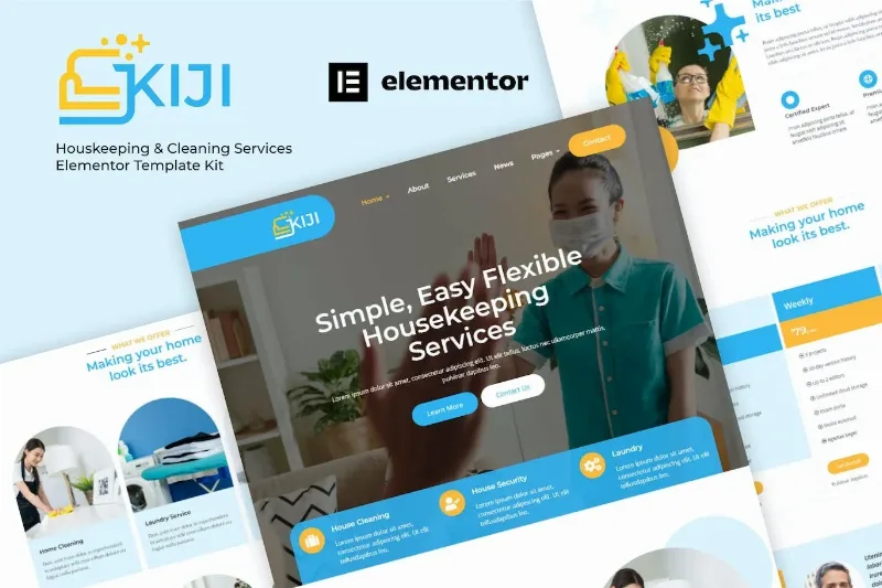 Kiji – Houskeeping & Cleaning Services Elementor Template