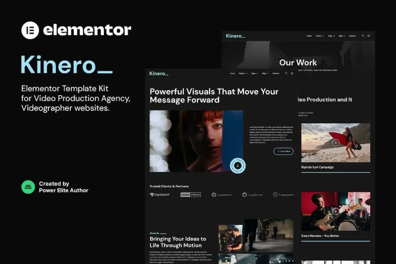 Kinerio – Video Production Agency Elementor Template