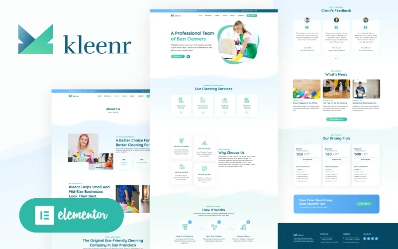 Kleenr – Cleaning Service Company Elementor WordPress Woocommerce Theme WordPress Theme