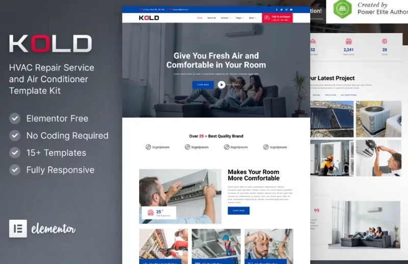 Kold – Air Conditioner & HVAC Repair Service Elementor Template