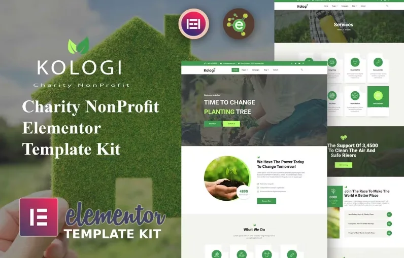 Kologi – Charity NonProfit Elementor Template