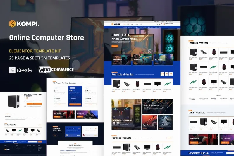 Kompi – Computer Store WordPress Elementor Template