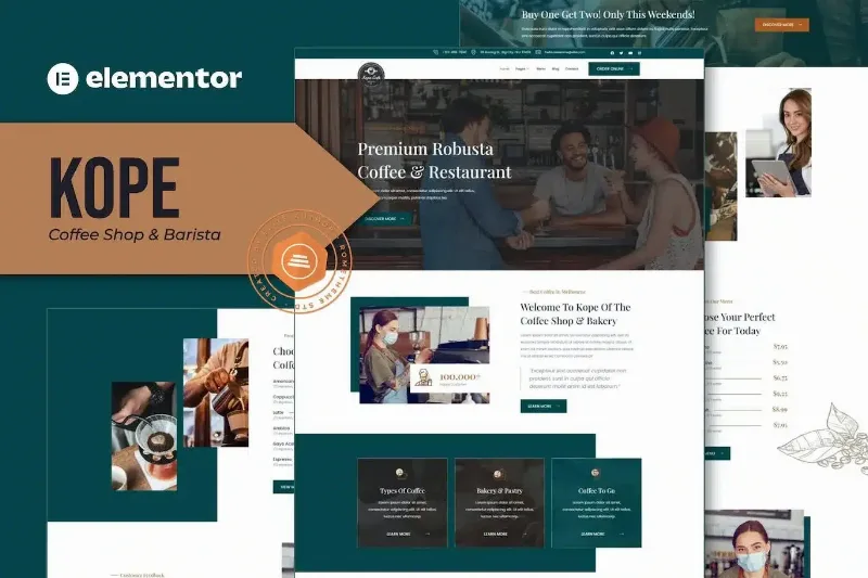 Kope – Cafe Coffee Shop & Bar Elementor Template Kit