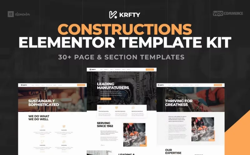KRAFTY – Construction & Industry Elementor Template
