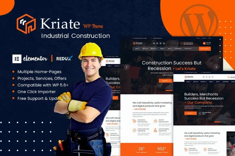 Kriate – Industrial Construction Multipurpose WordPress Theme