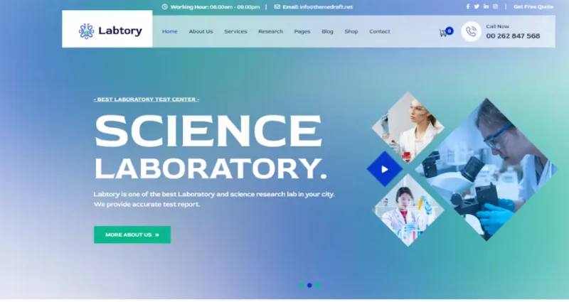Labtory – Laboratory and Science WordPress Theme