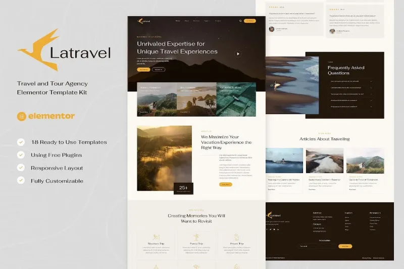 Latravel – Travel and Tour Agency Elementor Template