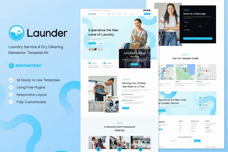 Launder – Laundry Service & Dry Cleaning Elementor Template