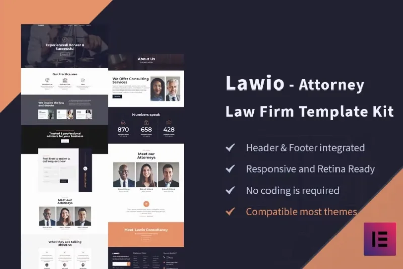 Lawio – Attorney Law Firm Elementor Template