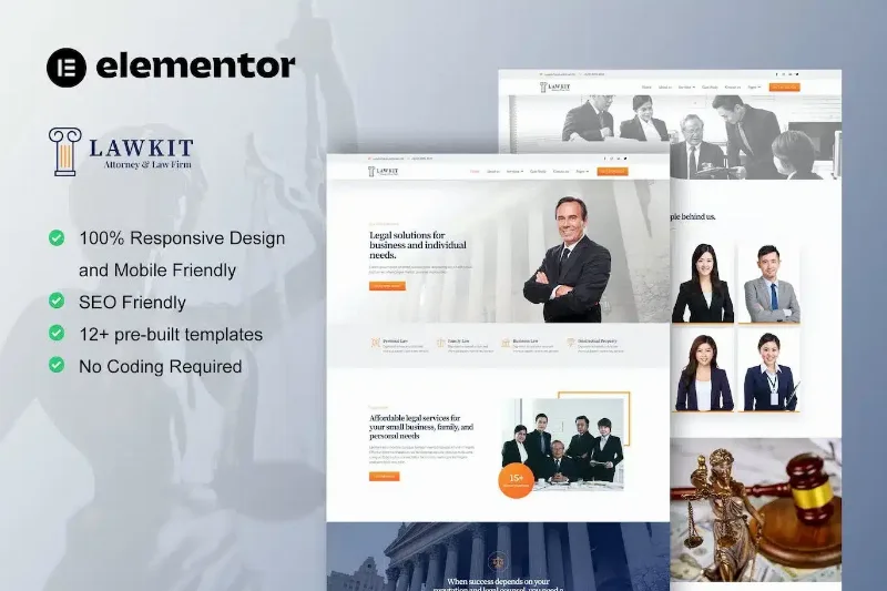 Lawkit – Attorney Law Firm Elementor Template Kit