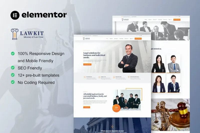 Lawkit – Attorney Law Firm Elementor Template