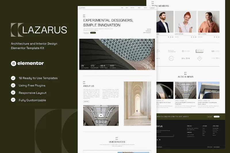 Lazarus – Architecture & Interior Design Elementor Template