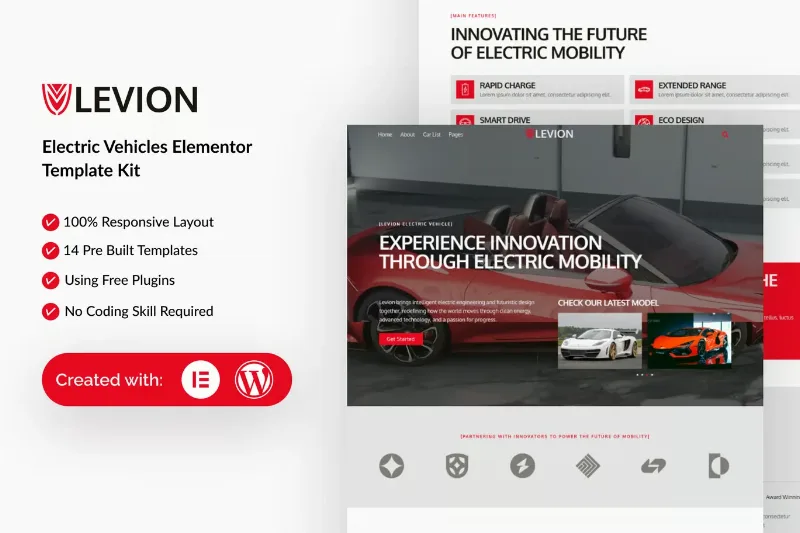 Levion - Electric Vehicle Elementor Template Kit